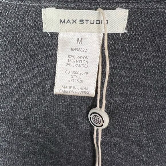 Max Studio Cardigan Grey Safety Pin Front Closure Ruffled Cuffs Medium - Picture 6 of 14